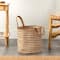 14'' Handwoven Stripe Natural Cotton and Jute Boho Chic Basket Planter